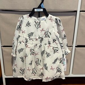 Carter's Cream and Green Leaf Print Blouse